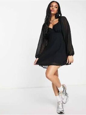 Missguided Black Puff-Sleeve Mini Dress